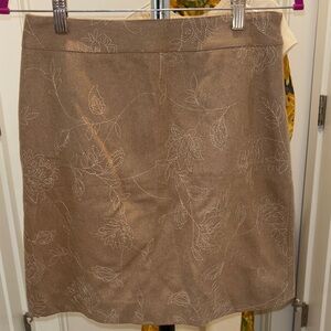 Ann Taylor Tan Floral A-Line Skirt